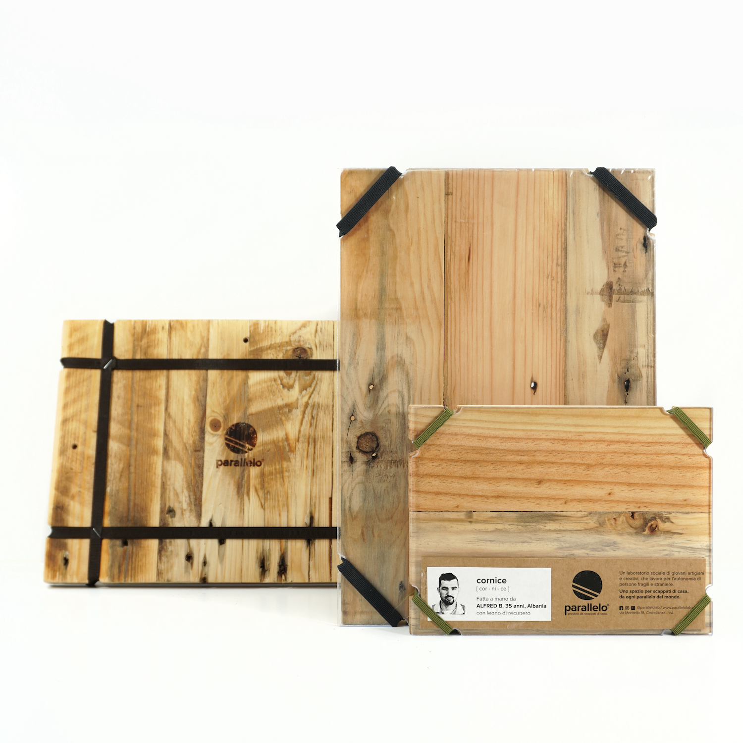 cornice portafoto in legno di recupero - Parallelo